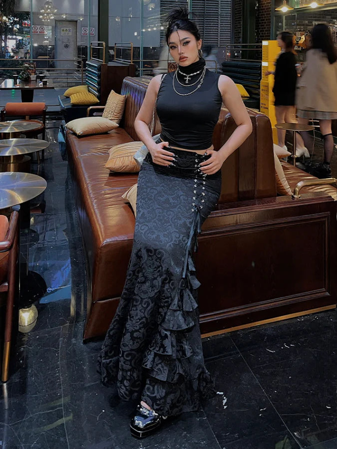 Midnight Baroque Corset & Ruffle Skirt