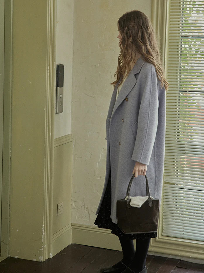 Vintage Lavender Wool Double-Breasted Coat