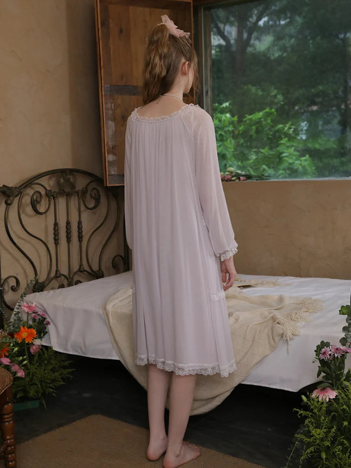 Dreamy Lace-Trimmed Fairycore Nightgown