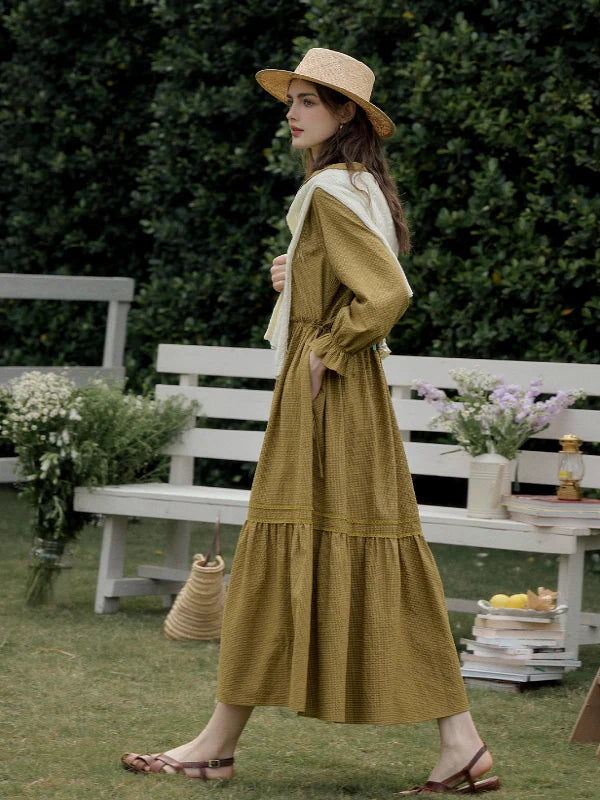 Floral Checkered Spring Dress