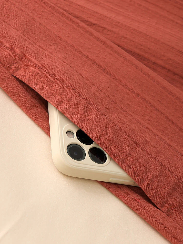 Lace-Trimmed Vintage Rust Cotton Dress