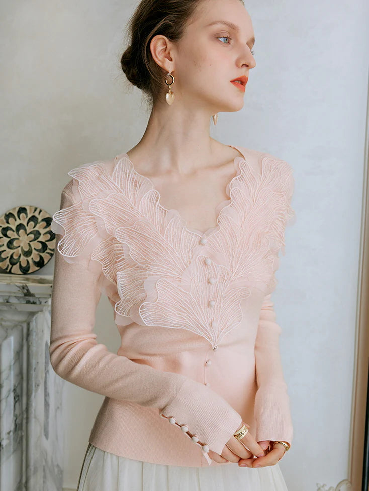 Delicate Ruffled Fairy Floral Cardigan