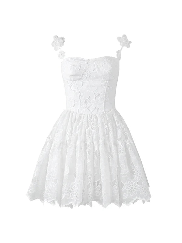 Blossom Lace Garden White Mini Dress