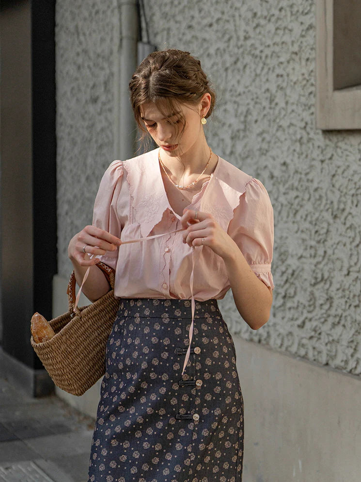 Emma's Romantic Pink Collar Blouse