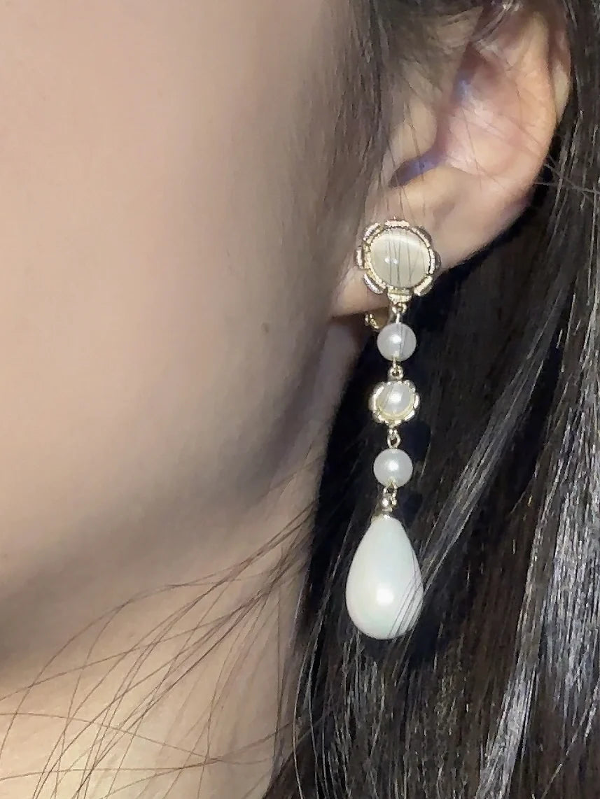 Golden Bloom Pearl Drop Earrings