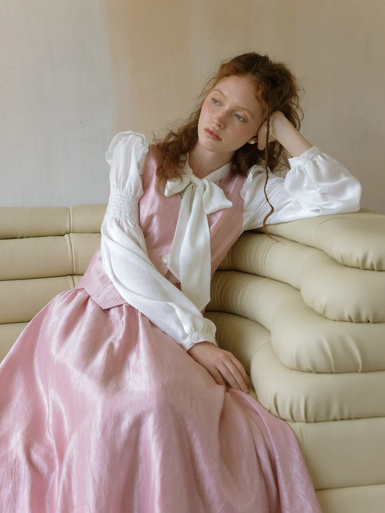 Elegant Ivory Bow Tie Blouse