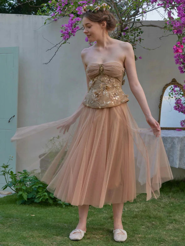 Blossom Garden Embroidered Corset & Skirt