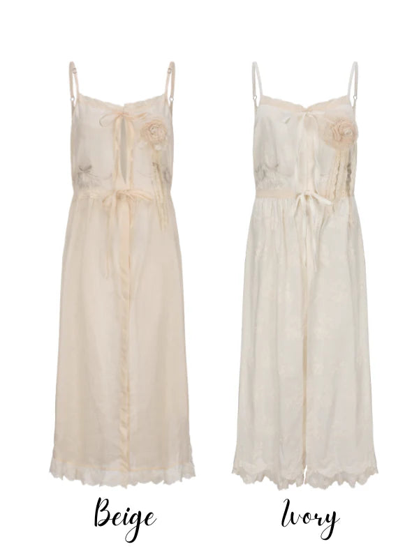 Cottage Bloom Embroidered Cotton Slip Dress