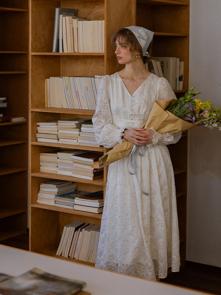 Vintage Embroidered Long Sleeve Dress