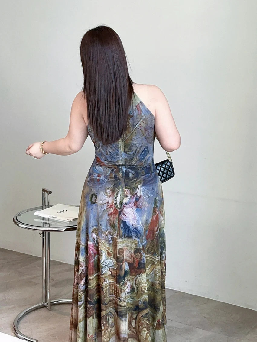 Renaissance Muse Halter Maxi Dress