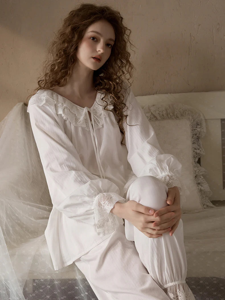 Romantic Ruffle Lace Loungewear Set