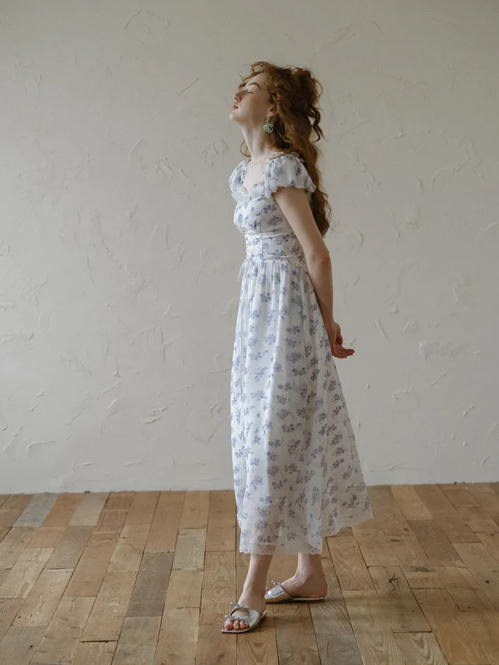 Blue Forest Floral Corset Dress