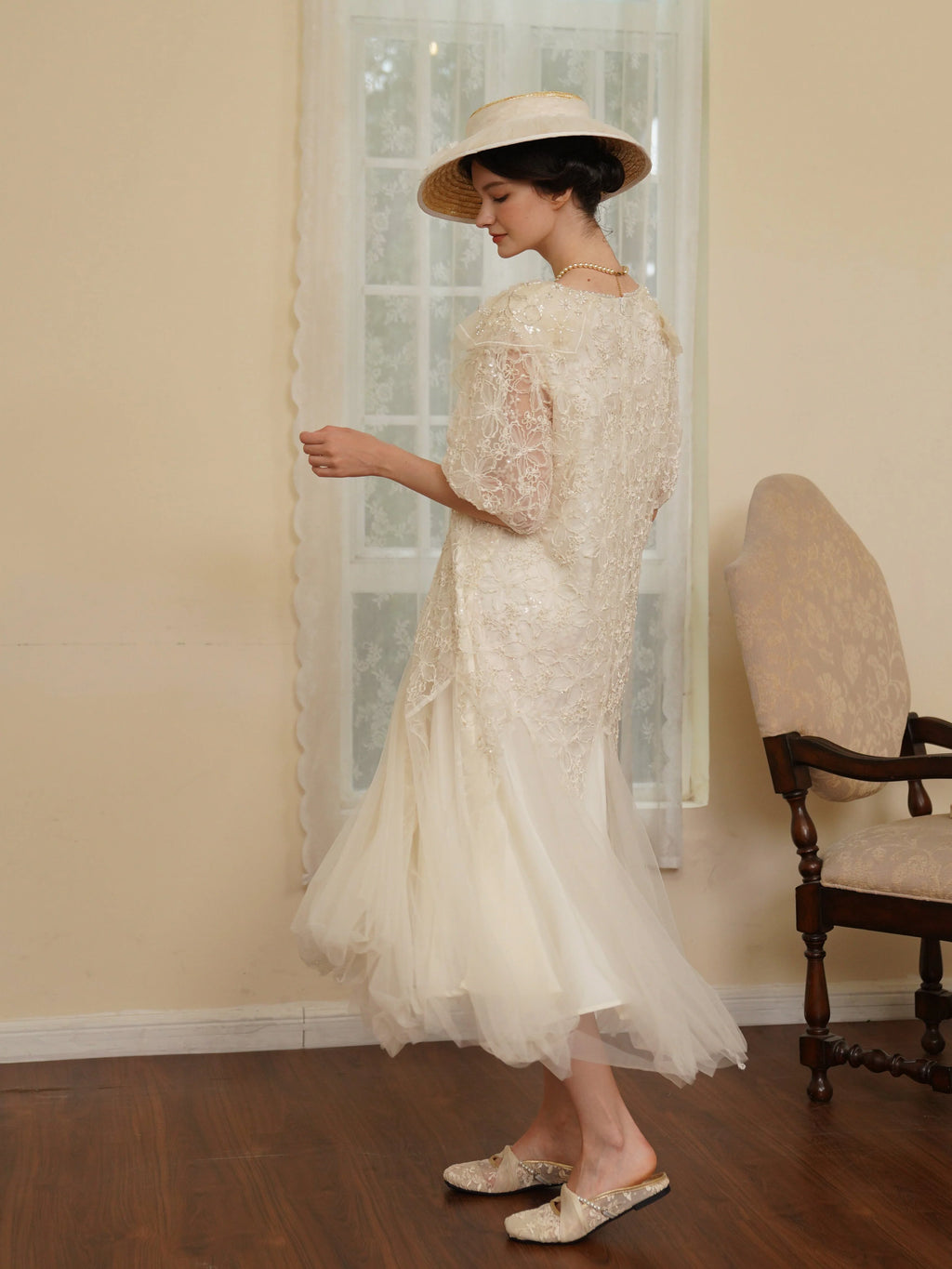 Ivory Lace Garden Waltz Dress