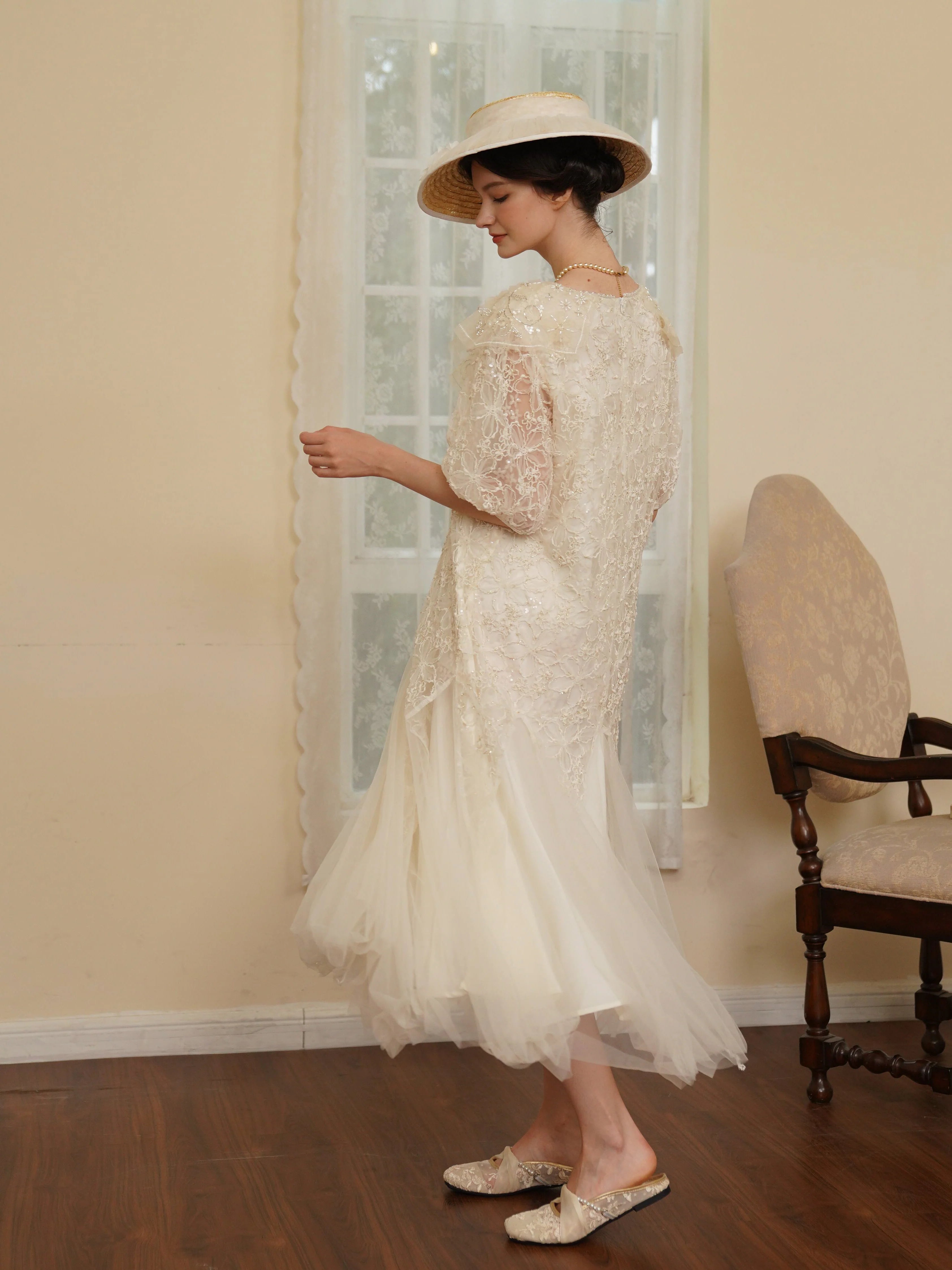Ivory Lace Garden Waltz Dress