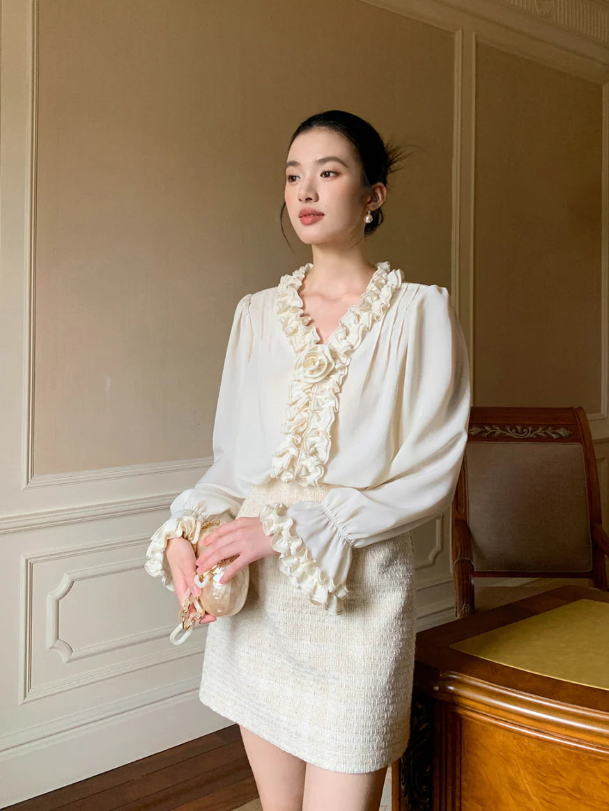 Romantic Ruffle Rose Blouse