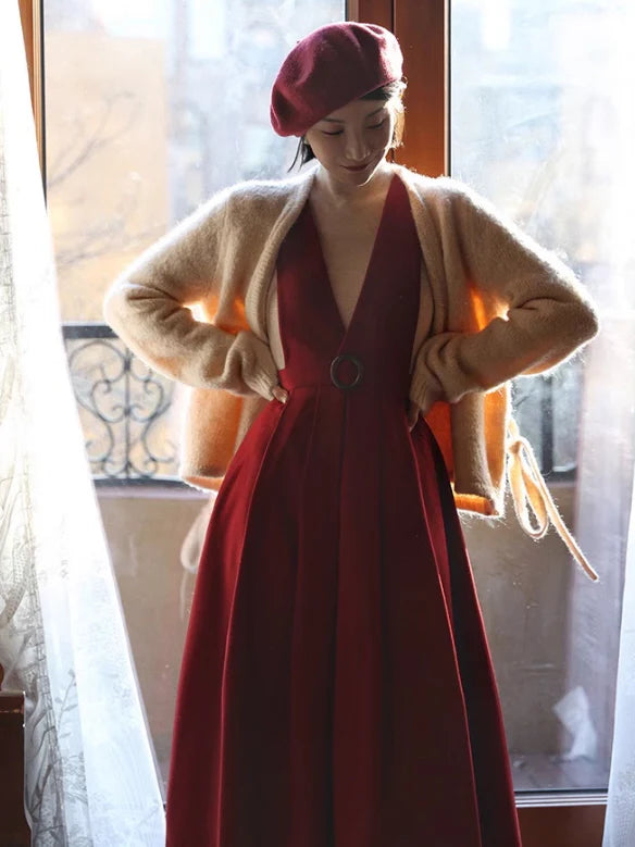 Vintage Elegance Cross-Strap A-Line Dress