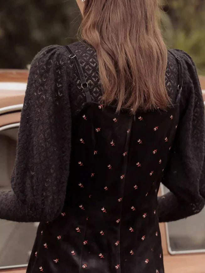 Midnight Rose Velvet Dress