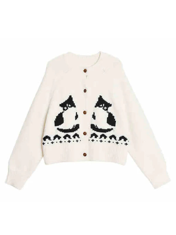 Charming Cat-Inspired Knit Cardigan