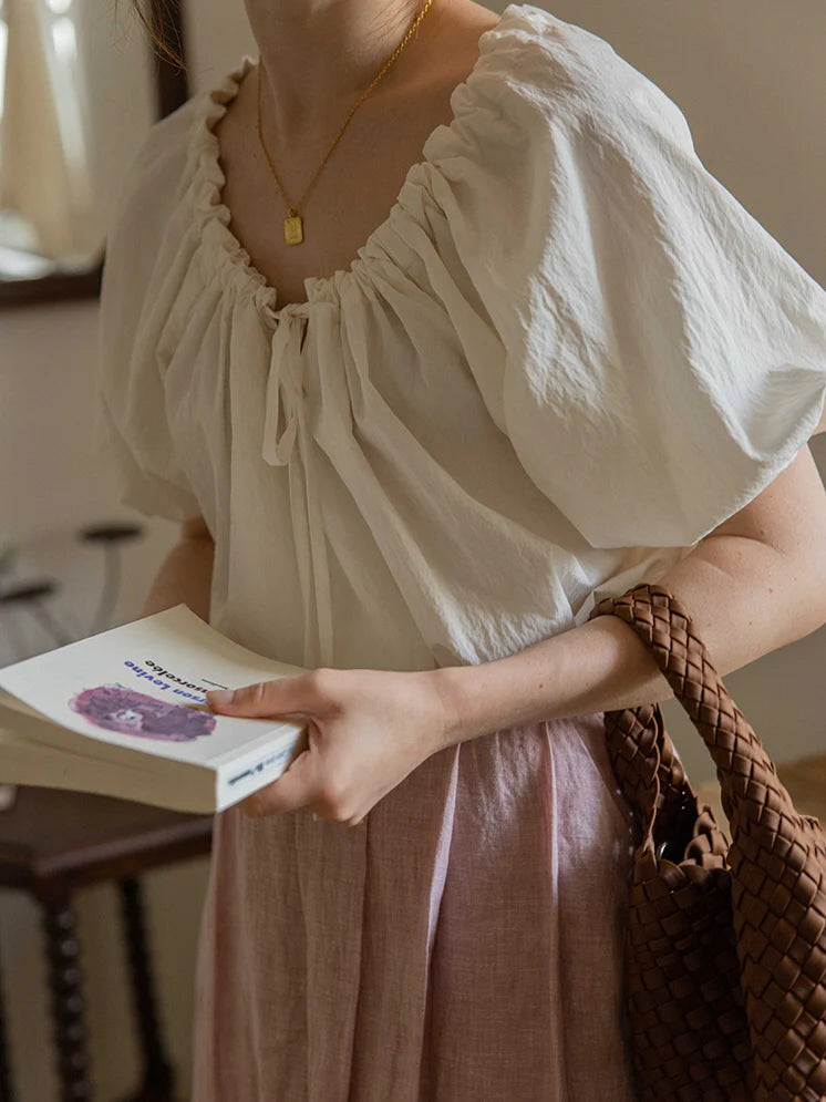 Olivia's White Puff-Sleeve Summer Blouse