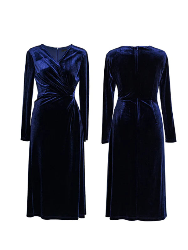 Midnight Elegance Velvet Wrap Dress