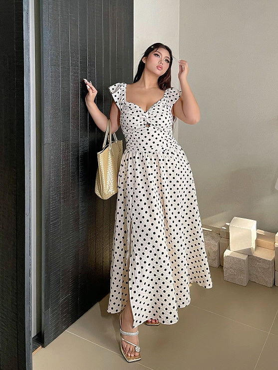 Romantic Polka Dot Plus Size Ruffle Dress