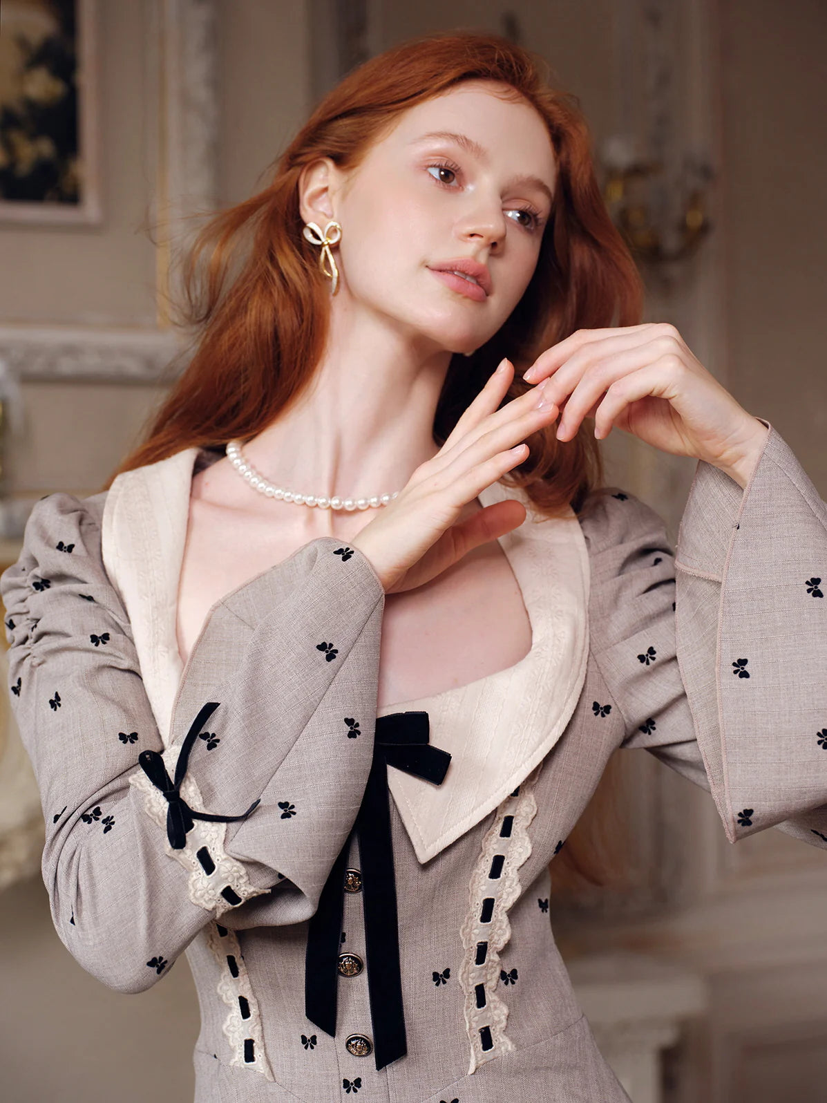 Romantic Bow Embroidered Dress