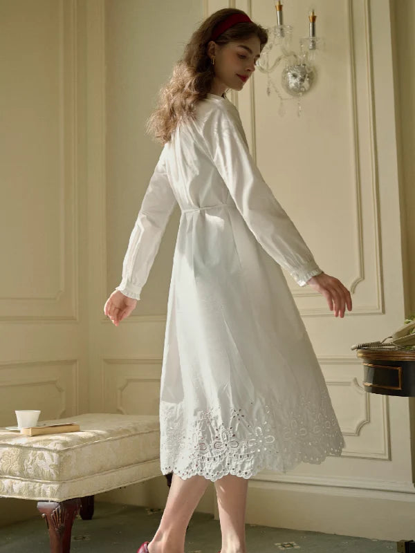 Cotton Bloom Embroidered Dress