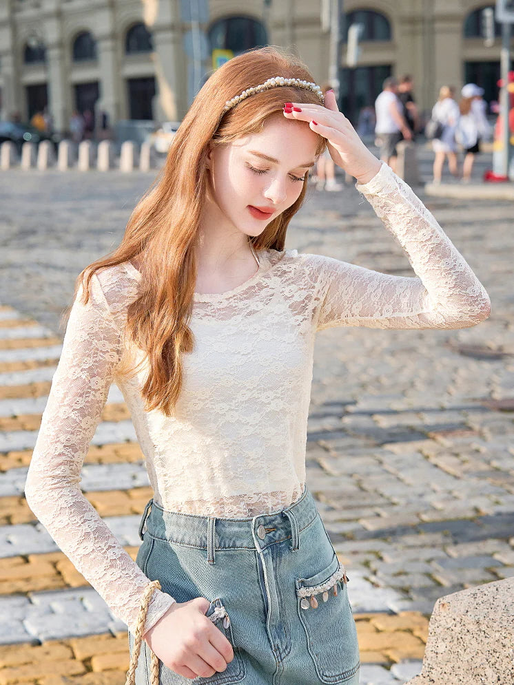 Delicate Lace Long-Sleeve Top
