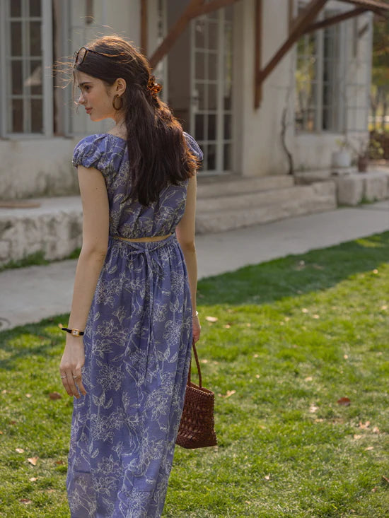 Blue Garden Floral Dress