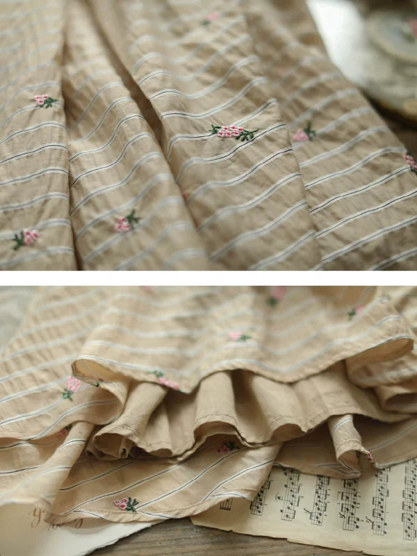 Beige Harmony of Lace Check Dress