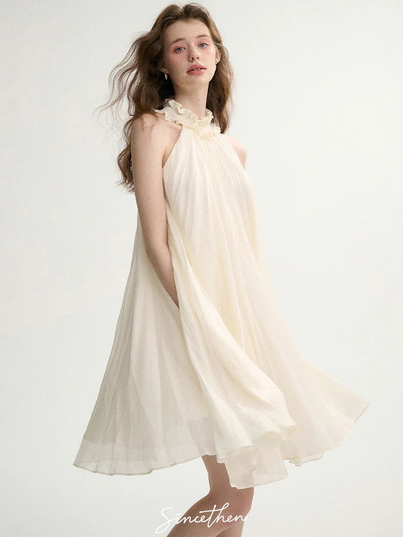 Ethereal Ruffle Halter Dress