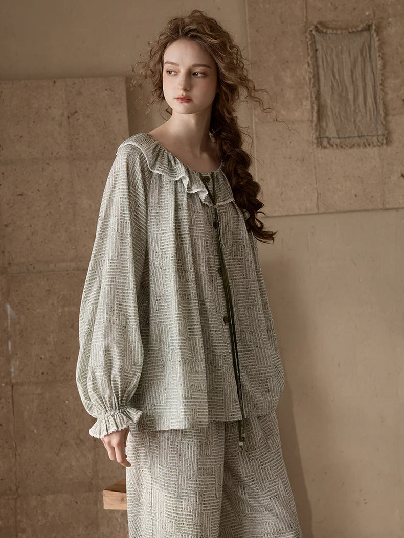 Vintage Ruffle Collar Pajamas