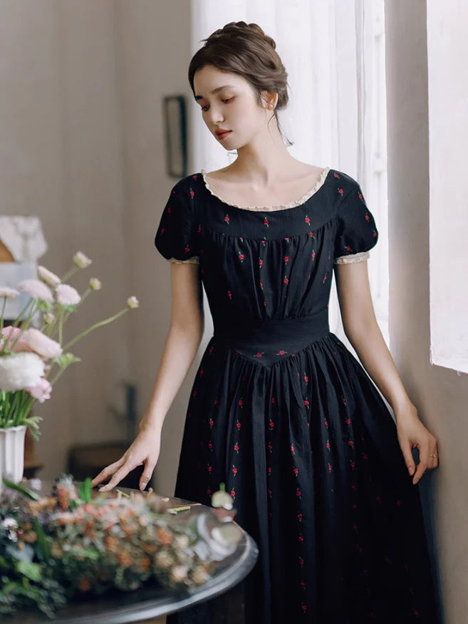 Midnight Rose Cotton Dress