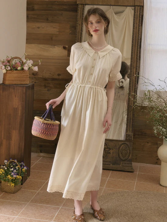 Heavenly Garden Retro Embroidery Linen Dress