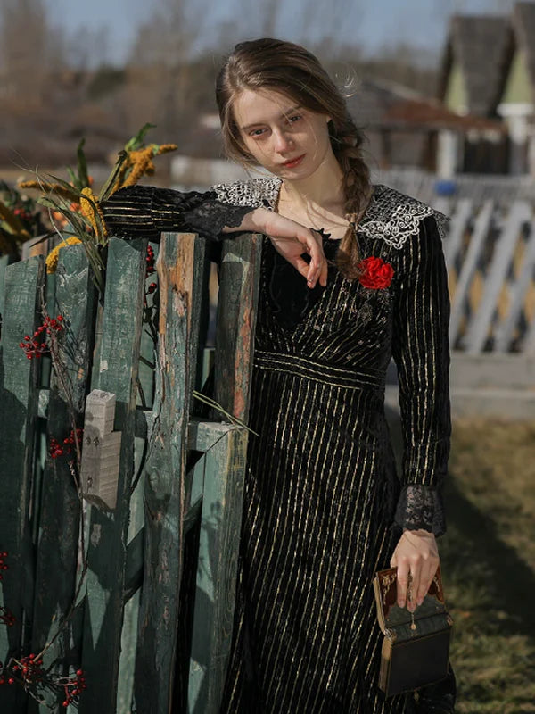 Golden Twilight Lace Dress