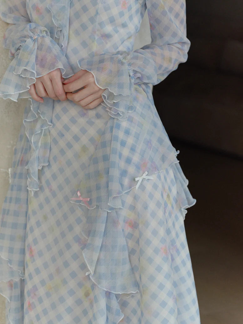 Blue Gingham Ruffle Dream Dress