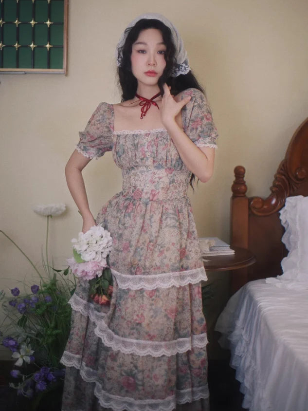 Antique Rose Lace Corset Dress