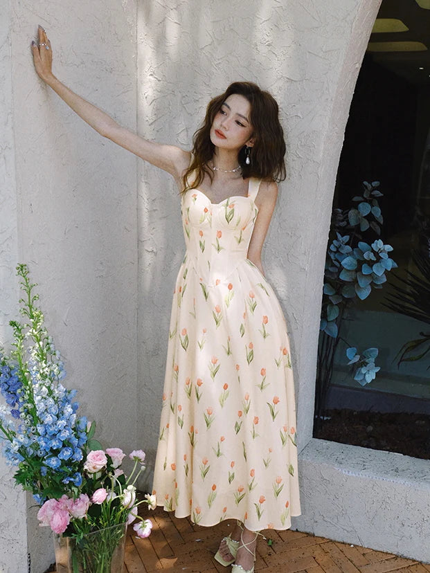 Ethereal Tulip Blossom Corset Dress