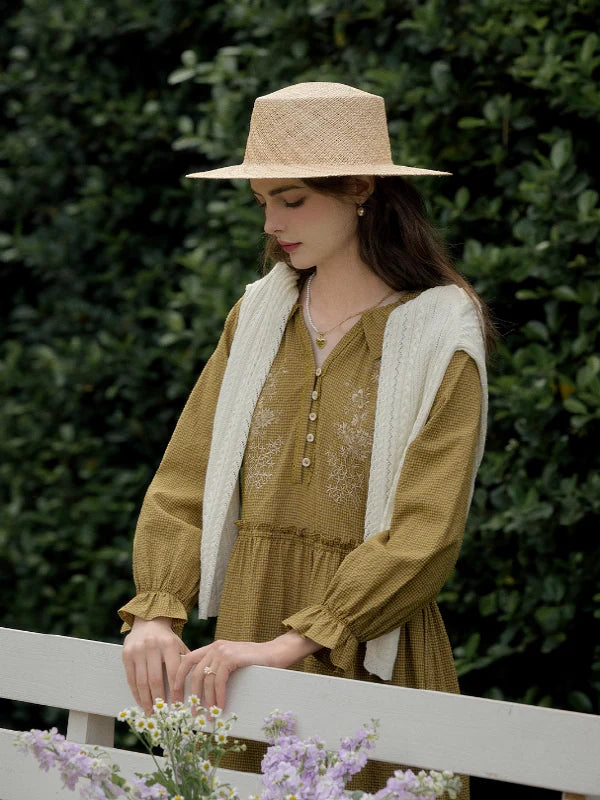 Floral Checkered Spring Dress