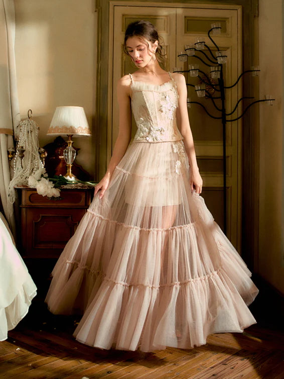 Ivory Blossom Lace Corset & Tulle Skirt