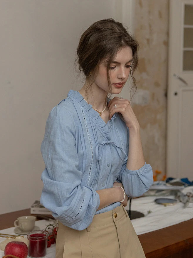 Serenity Sky Cotton Blouse