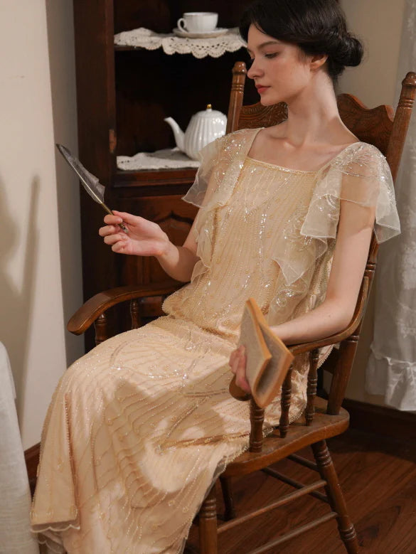 Golden Hour Sequin Mesh Slip Dress