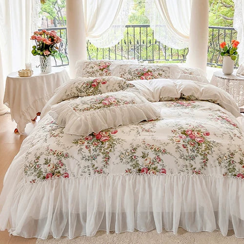 Enchanted Rose Garden Frill Bedding Set