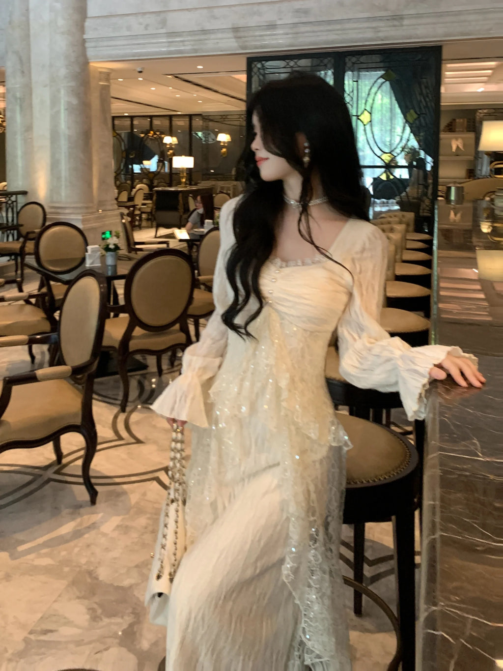 Ethereal Lace Sequin Dream Dress