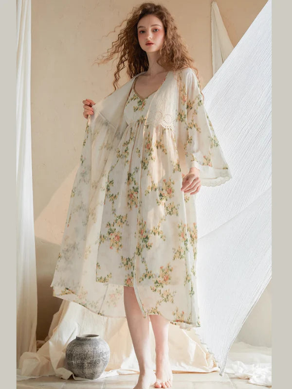 Ethereal Blossom Cotton Nightgown Set