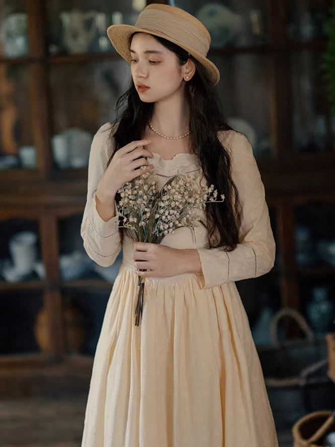 Timeless Elegance Cotton Embroidered Dress