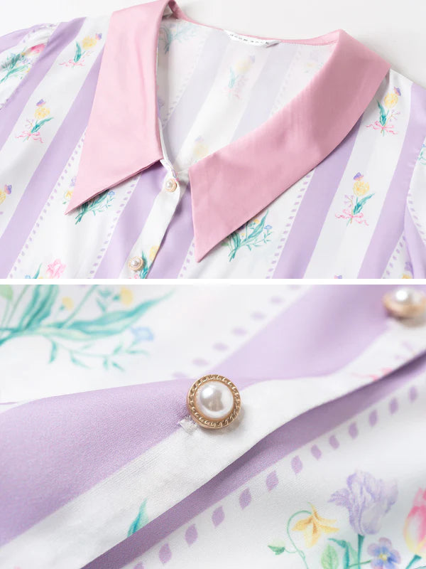 Whimsical Blossom Silk Pajama