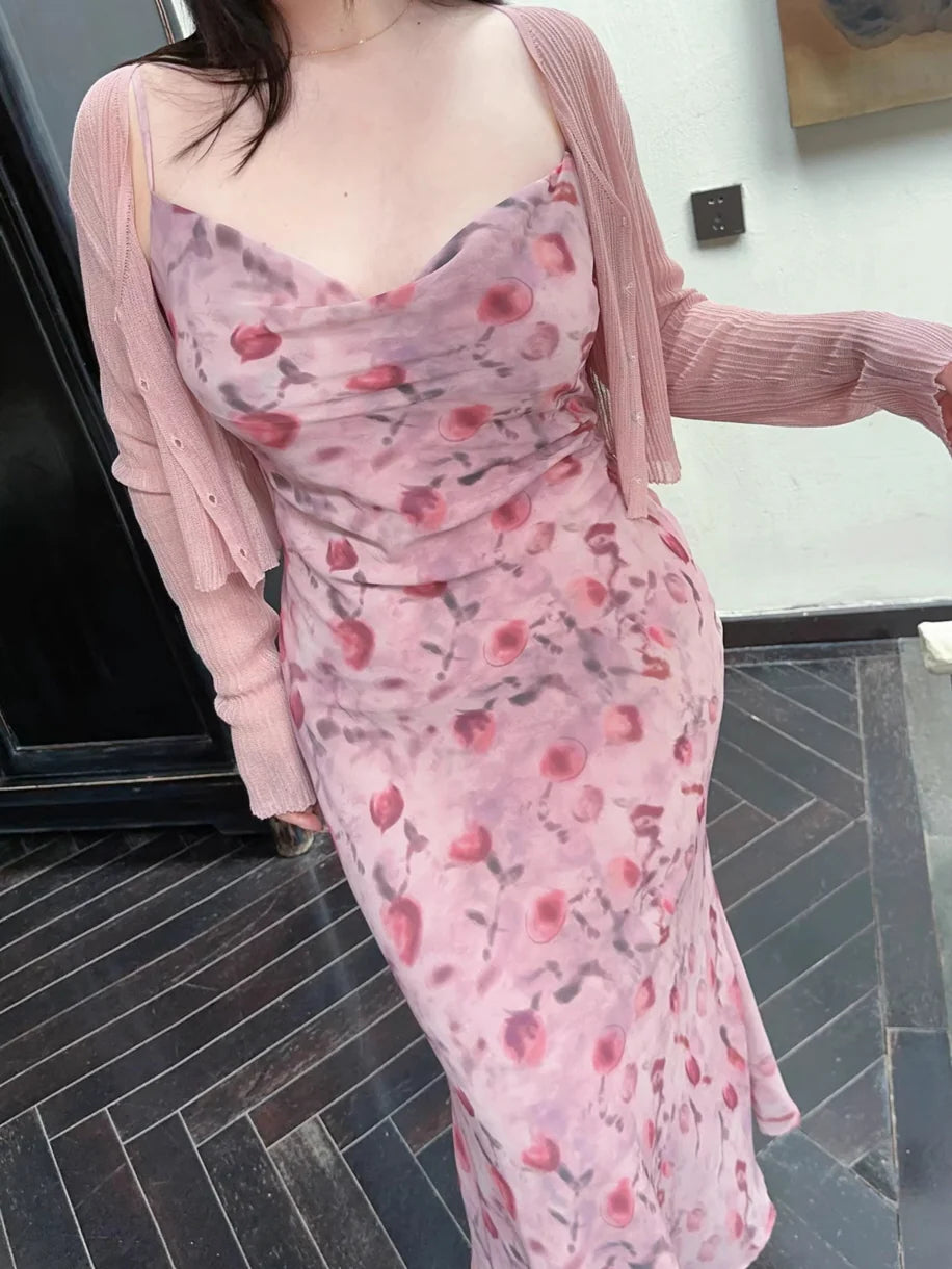 Plus Size Blush Cherry Blossom Slip Dress