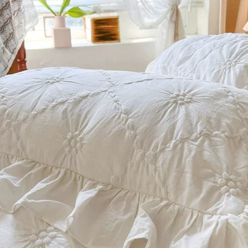 White Cozy Quilting Duvet Cover Set