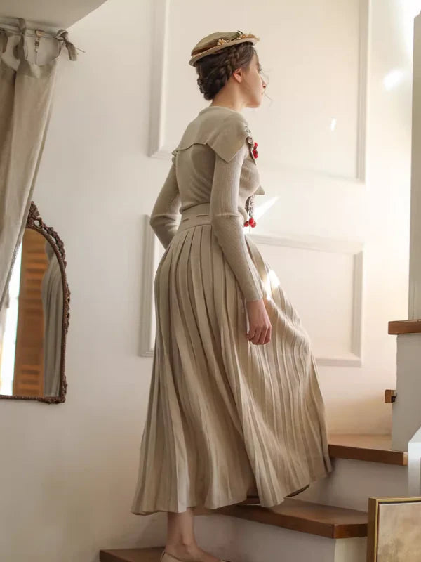 Sophisticated Pleats Soft Long Skirt